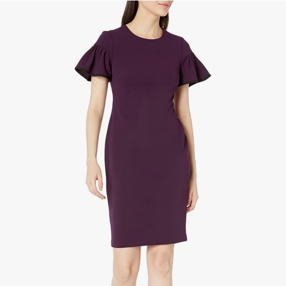 Calvin Klein Size 4 maroon flutter sleeve dress